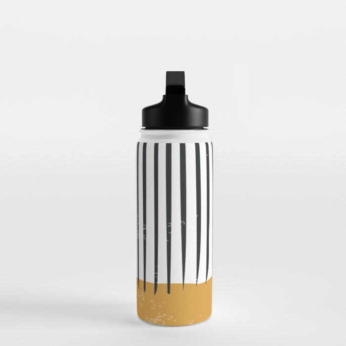 (White Background) Mid Century Modern Minimalist Rothko Inspired Color Field With Lines Geometric Style  Water Bottle Gallery Image 3