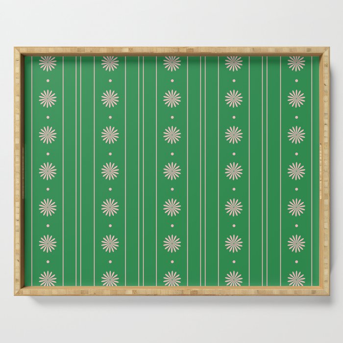 Daisy Stripes Green and Pink Pattern Serving Tray Gallery Image 1