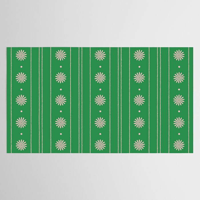 Daisy Stripes Green and Pink Pattern Tablecloth Gallery Image 2