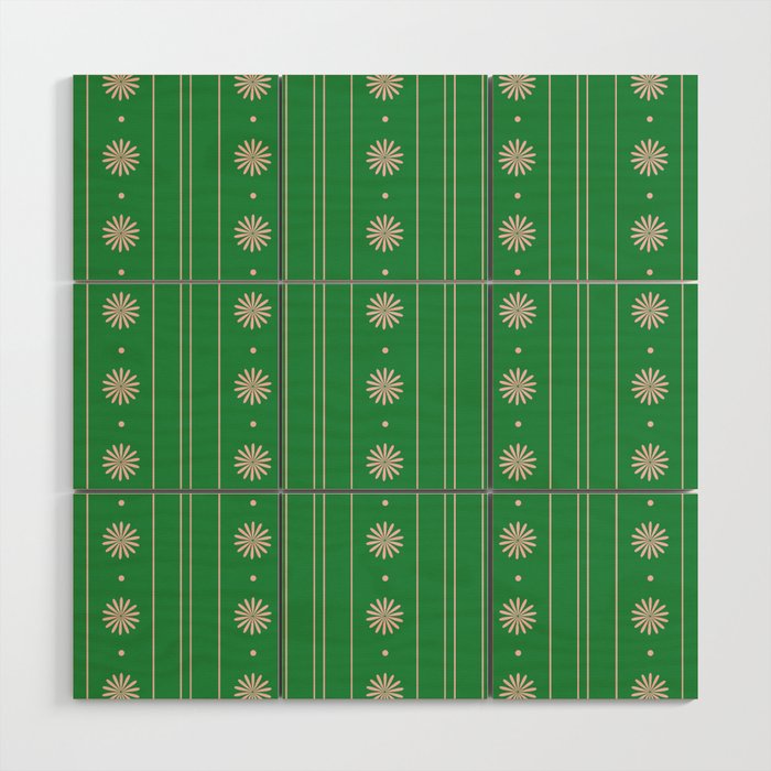 Daisy Stripes Green and Pink Pattern Wood Wall Art Gallery Image 1