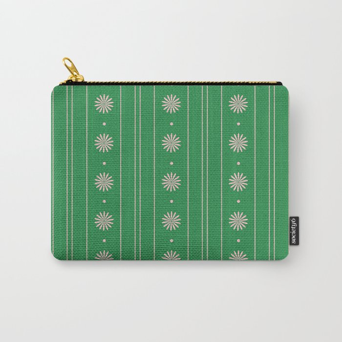 Daisy Stripes Green and Pink Pattern Carry All Pouch Gallery Image 1