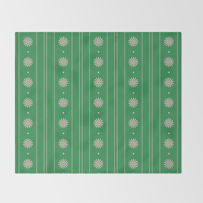 Daisy Stripes Green and Pink Pattern Throw Blanket Gallery Image 2