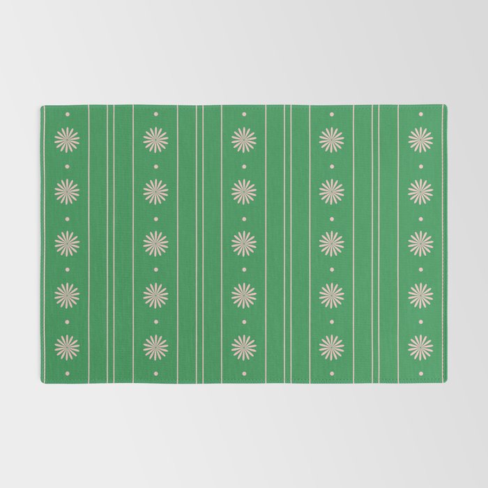 Daisy Stripes Green and Pink Pattern Rug Gallery Image 2