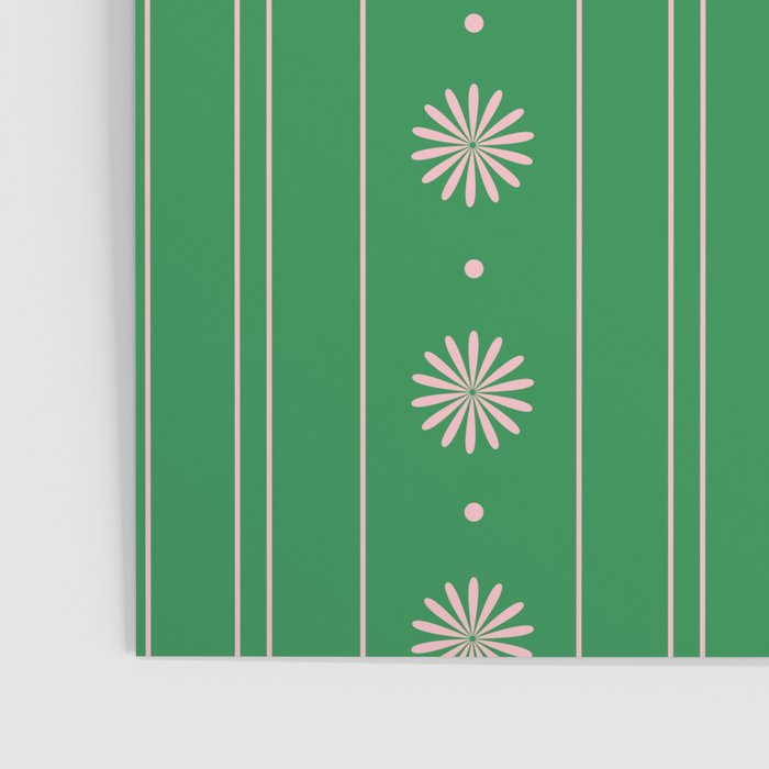 Daisy Stripes Green and Pink Pattern Poster Gallery Image 3