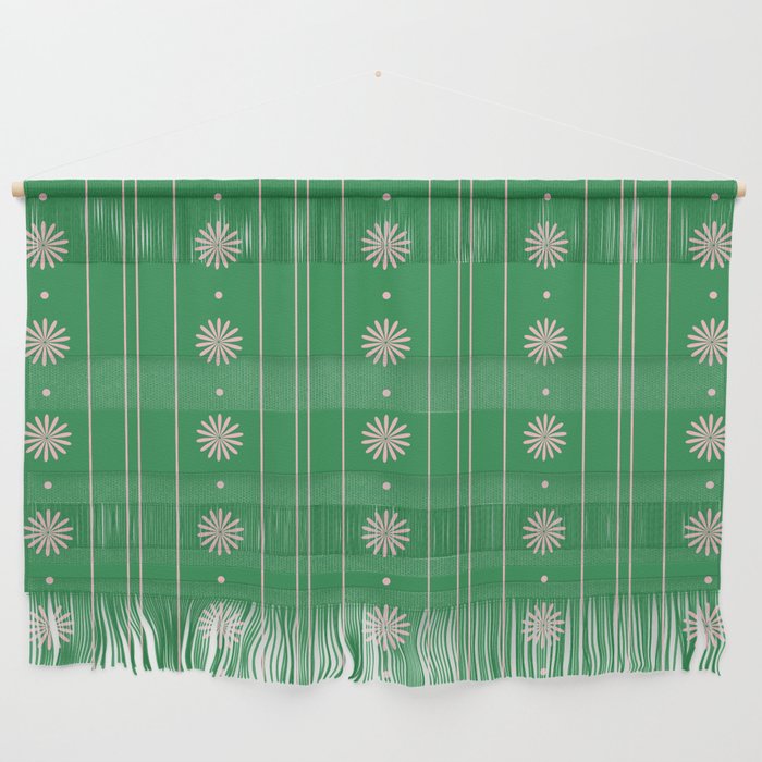 Daisy Stripes Green and Pink Pattern Wall Hanging Gallery Image 1