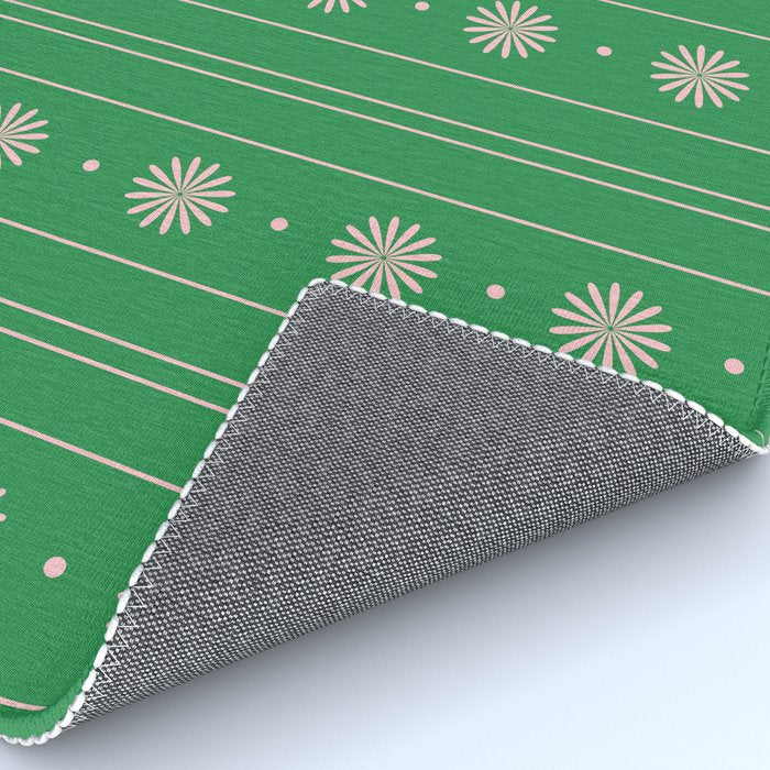 Daisy Stripes Green and Pink Pattern Rug Gallery Image 4