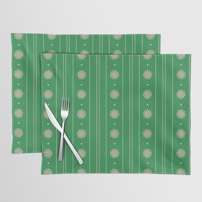 Daisy Stripes Green and Pink Pattern Placemat Gallery Image 1