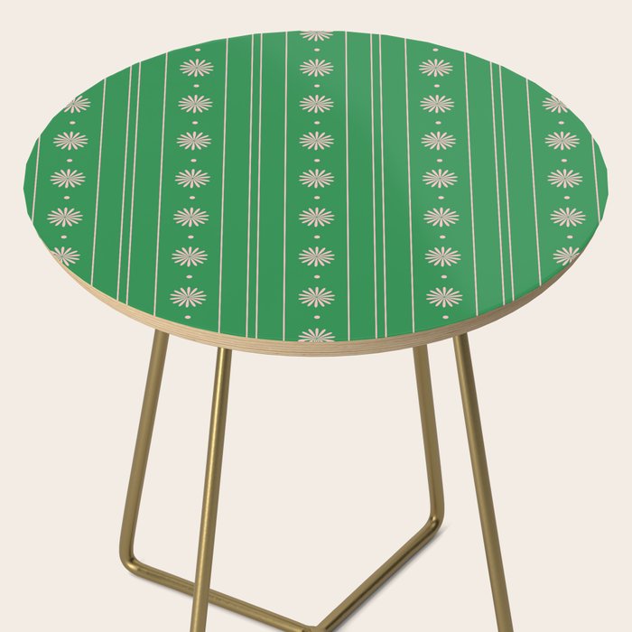 Daisy Stripes Green and Pink Pattern Side Table Gallery Image 2
