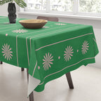 Daisy Stripes Green and Pink Pattern Tablecloth Gallery Image 3