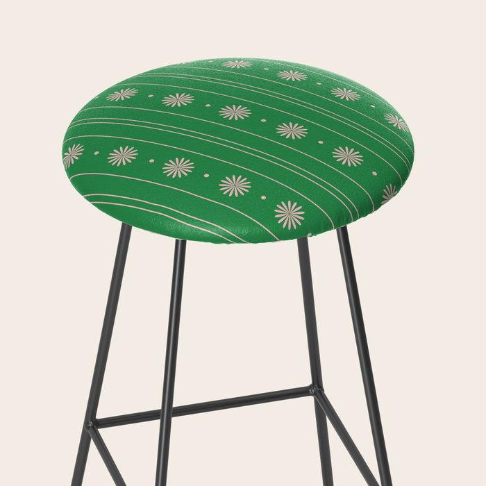 Daisy Stripes Green and Pink Pattern Stool Gallery Image 2