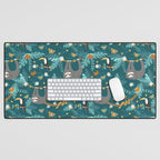 Sloth Hanging in a Teal Forest Desk Mat Gallery Image 1