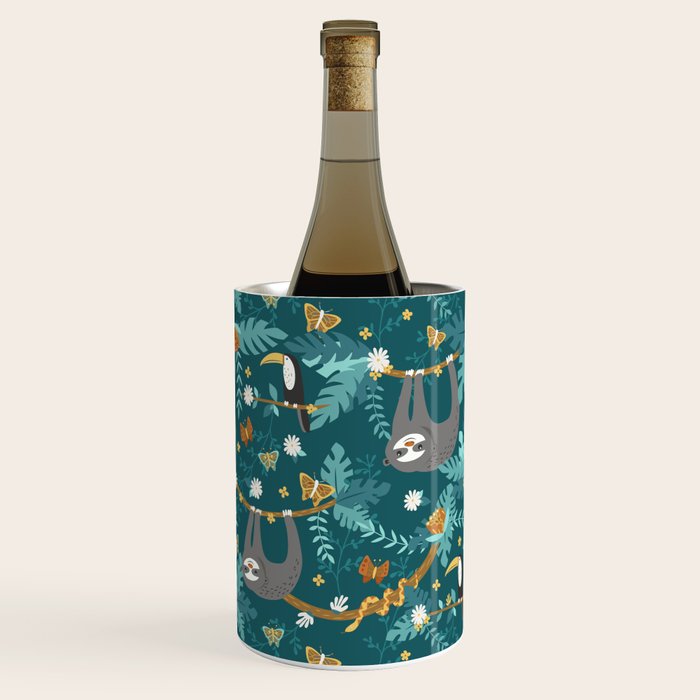 Sloth Hanging in a Teal Forest Wine Chiller Gallery Image 3
