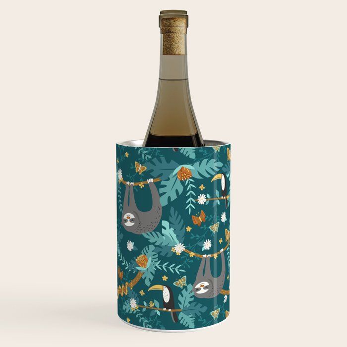 Sloth Hanging in a Teal Forest Wine Chiller Gallery Image 1