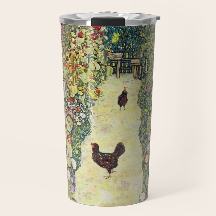Gustav Klimt "Garden Path with Chickens" Travel Mug Gallery Image 1