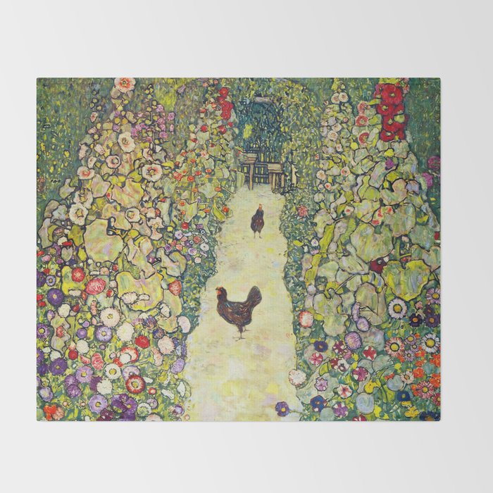 Gustav Klimt "Garden Path with Chickens" Throw Blanket Gallery Image 2