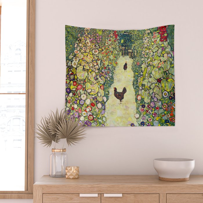 Gustav Klimt "Garden Path with Chickens" Wall Tapestry Gallery Image 2