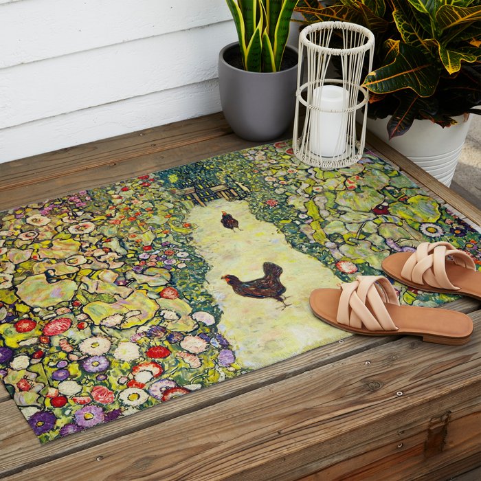 Gustav Klimt "Garden Path with Chickens" Outdoor Rug Gallery Image 2