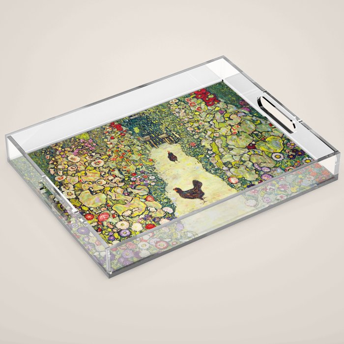 Gustav Klimt "Garden Path with Chickens" Acrylic Tray Gallery Image 1