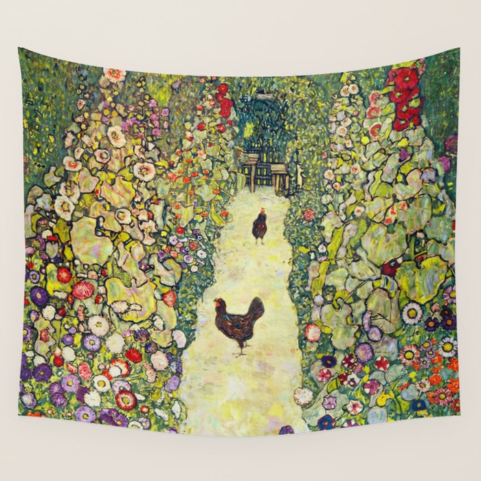 Gustav Klimt "Garden Path with Chickens" Wall Tapestry Gallery Image 4