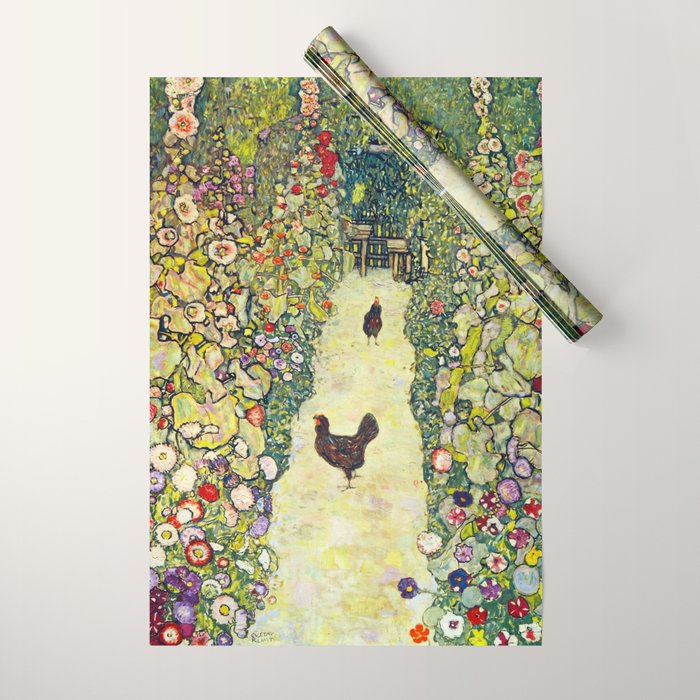 Gustav Klimt "Garden Path with Chickens" Wrapping Paper Gallery Image 1