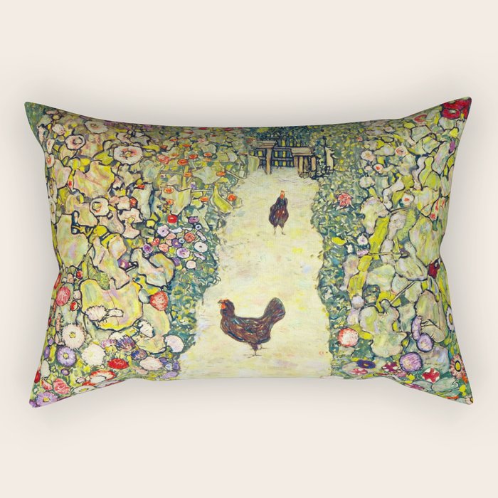 Gustav Klimt "Garden Path with Chickens" Rectangular Pillow Gallery Image 2