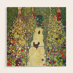 Gustav Klimt "Garden Path with Chickens" Wood Wall Art Gallery Image 1