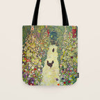 Gustav Klimt "Garden Path with Chickens" Tote Bag Gallery Image 1