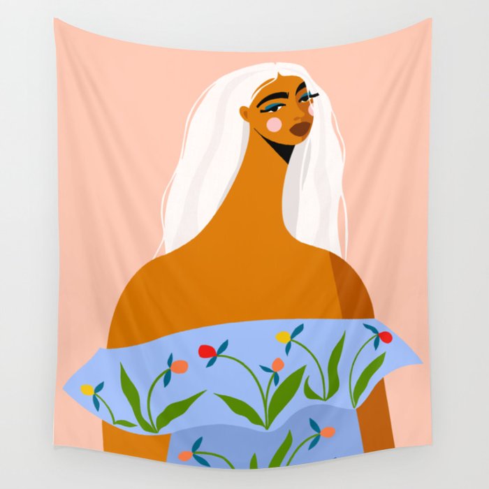 Long White Hair Wall Tapestry Gallery Image 1