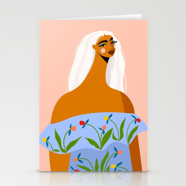 Long White Hair Stationery Card Gallery Image 1