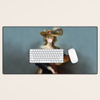 Bubble Gum Diva in a Straw Hat Desk Mat Gallery Image 1