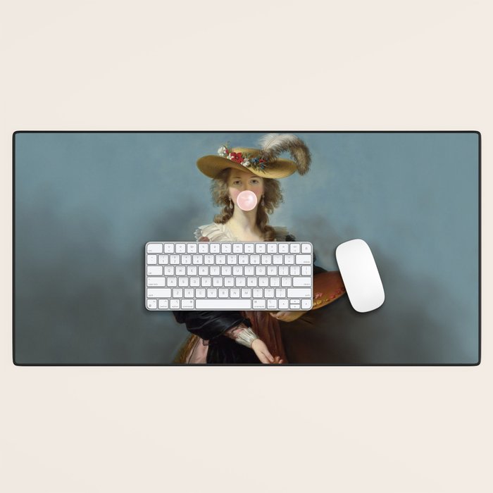 Bubble Gum Diva in a Straw Hat Desk Mat Gallery Image 1