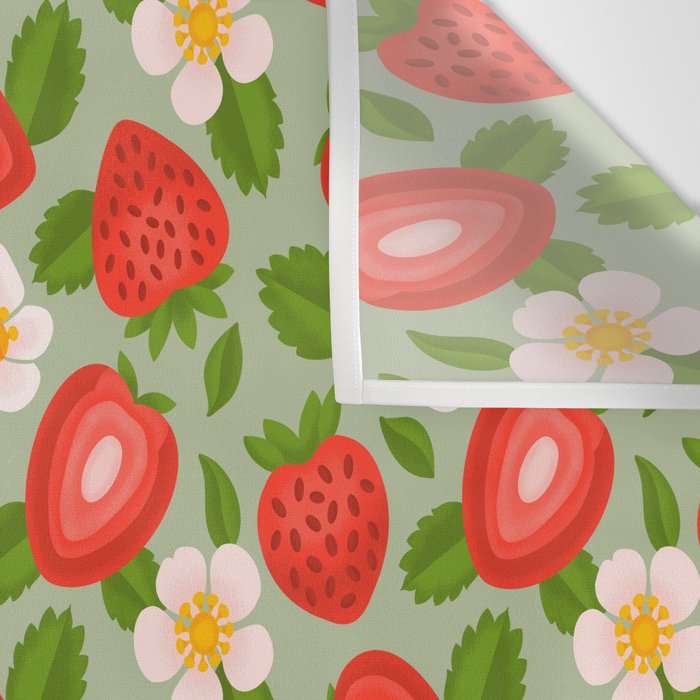 Strawberry Pattern on Mint Green Wall Tapestry Gallery Image 3
