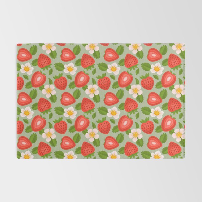 Strawberry Pattern on Mint Green Rug Gallery Image 2