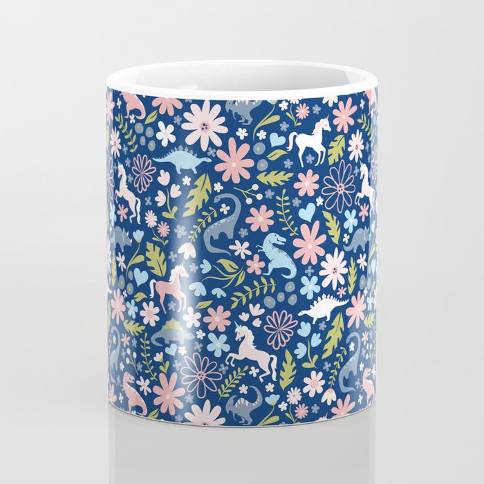 Dinosaur + Unicorn on Royal Blue Coffee Mug Gallery Image 4