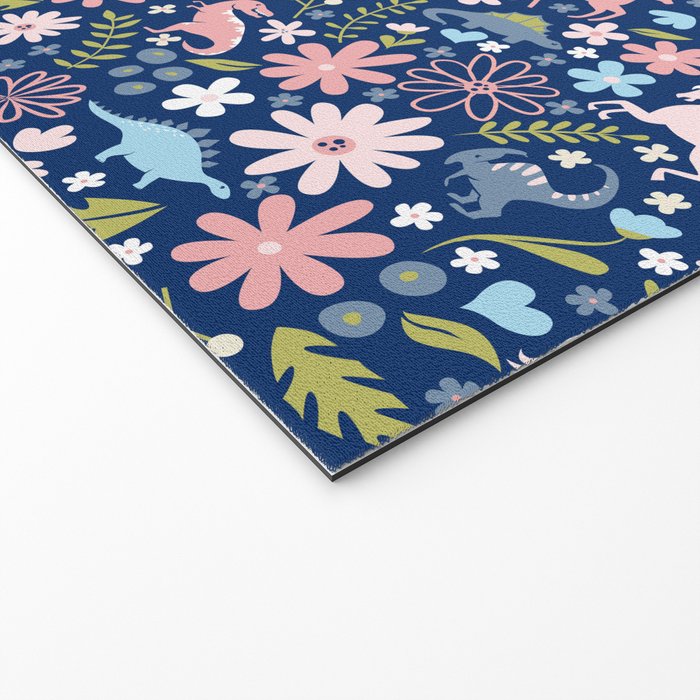 Dinosaur + Unicorn on Royal Blue Welcome Mat Gallery Image 2