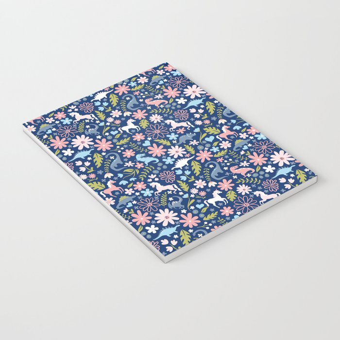 Dinosaur + Unicorn on Royal Blue Notebook Gallery Image 3