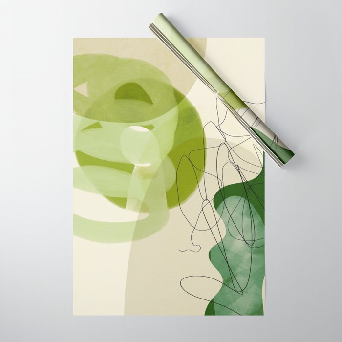 relations in green boho lines & shapes Wrapping Paper Gallery Image 1