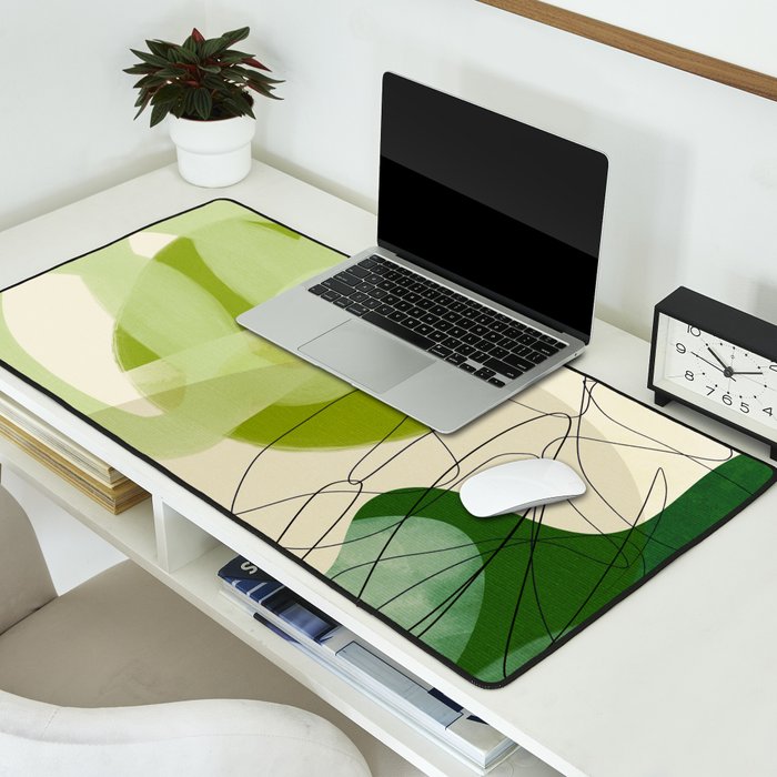 relations in green boho lines & shapes Desk Mat Gallery Image 2