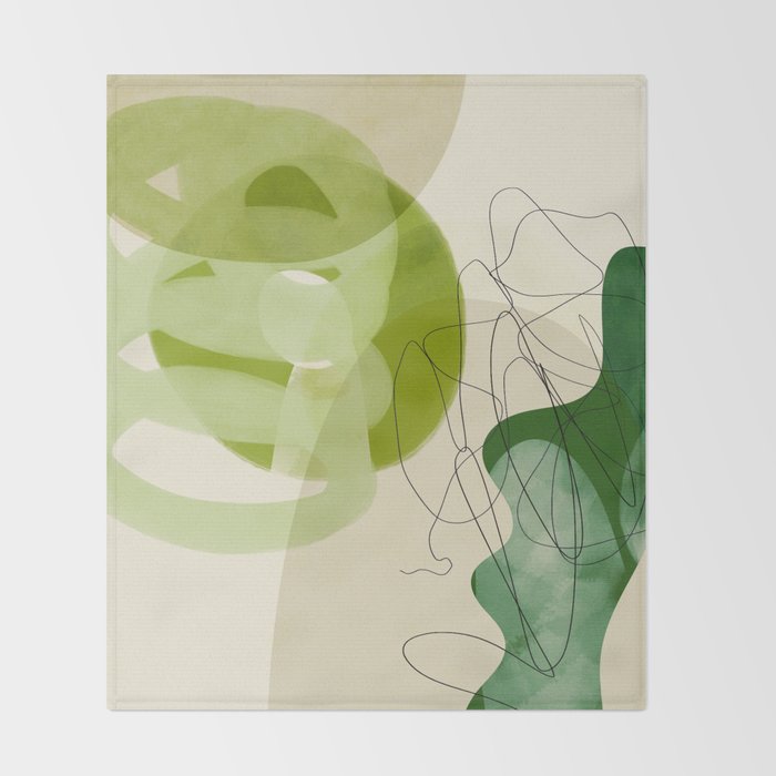 relations in green boho lines & shapes Throw Blanket Gallery Image 2