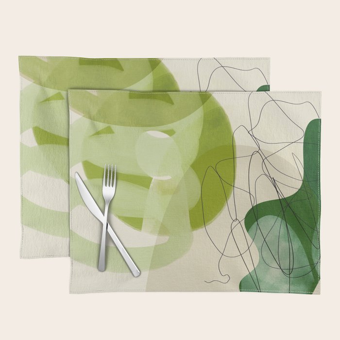 relations in green boho lines & shapes Placemat Gallery Image 1
