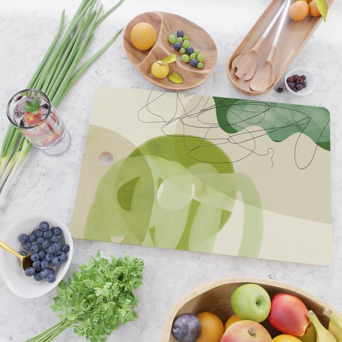 relations in green boho lines & shapes Cutting Board Gallery Image 2