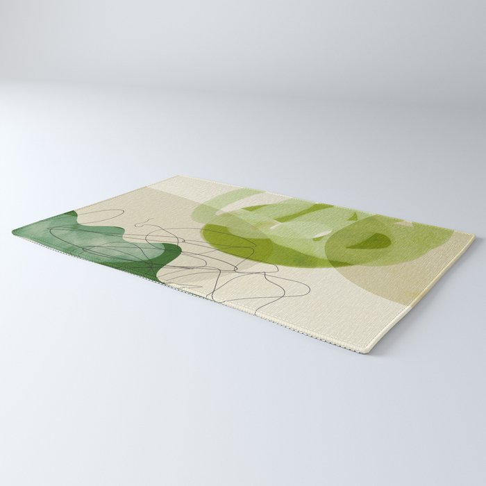relations in green boho lines & shapes Rug Gallery Image 3