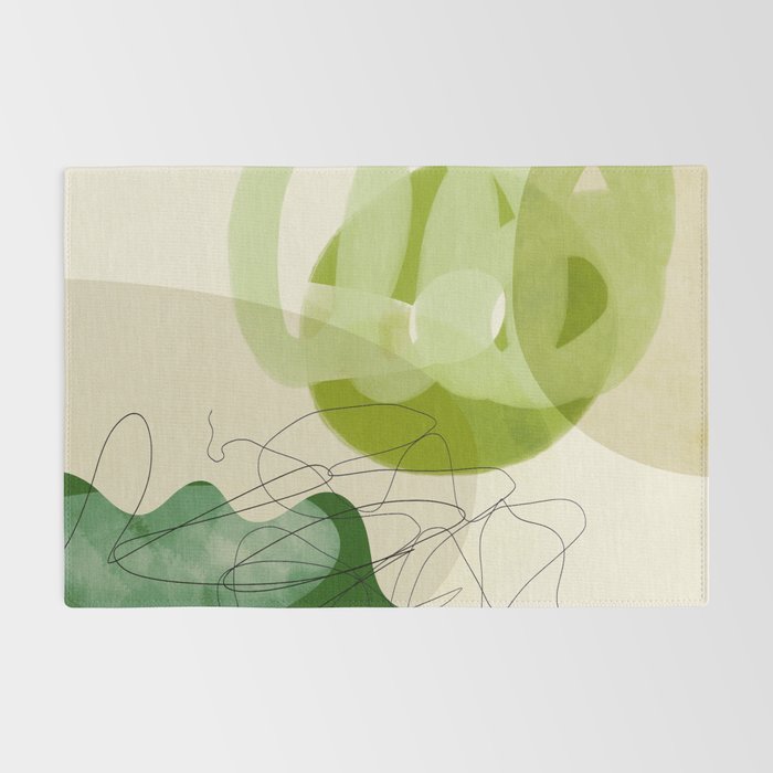 relations in green boho lines & shapes Rug Gallery Image 2