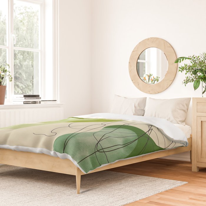 relations in green boho lines & shapes Duvet Cover Gallery Image 2