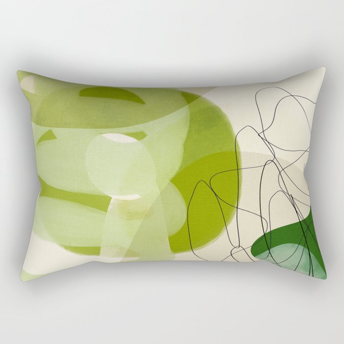 relations in green boho lines & shapes Rectangular Pillow Gallery Image 1