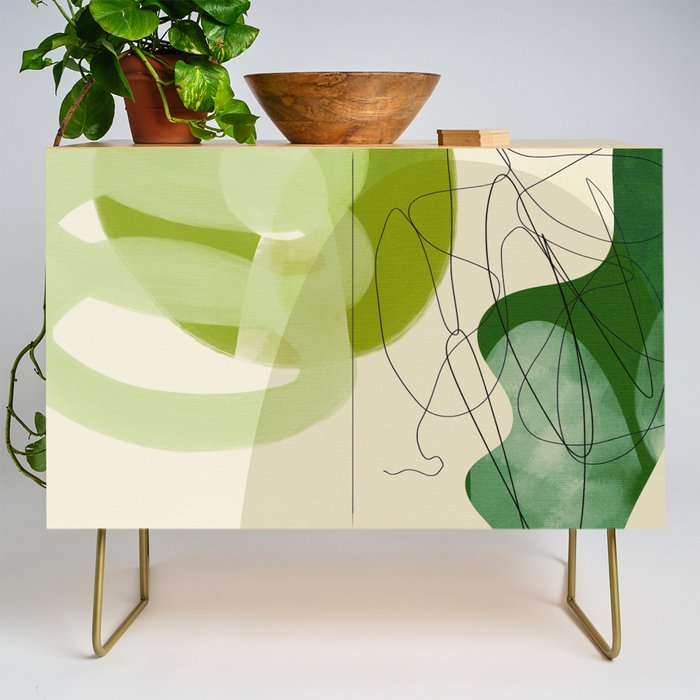 relations in green boho lines & shapes Credenza Gallery Image 1