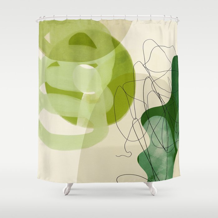 relations in green boho lines & shapes Shower Curtain Gallery Image 1