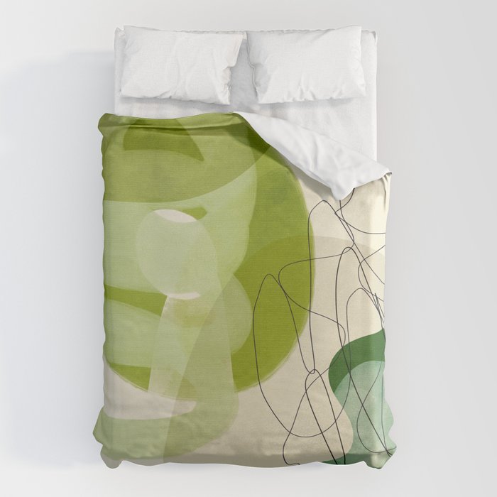 relations in green boho lines & shapes Duvet Cover Gallery Image 6
