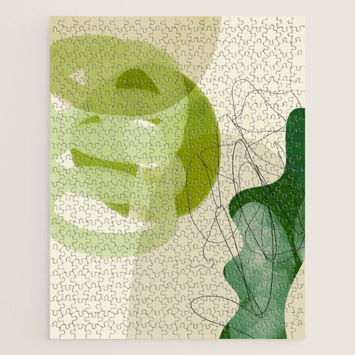 relations in green boho lines & shapes Jigsaw Puzzle Gallery Image 1
