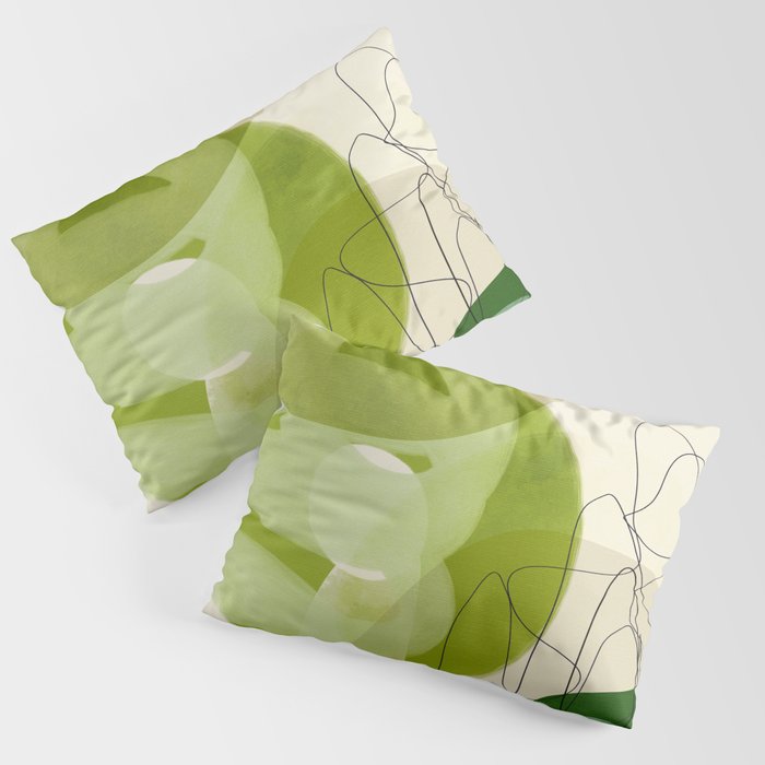 relations in green boho lines & shapes Pillow Sham Gallery Image 1
